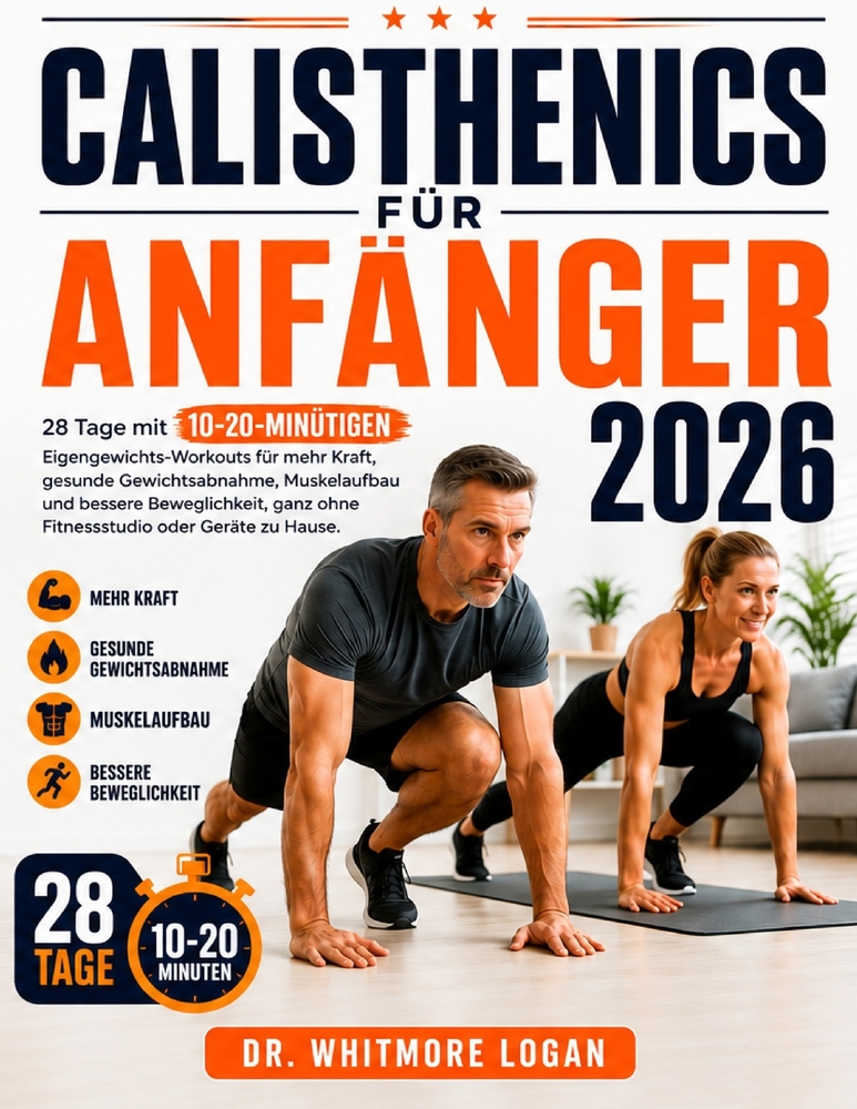 Calisthenics Für Anfänger 2026: 28 Tage mit 10-20-minütigen Eigengewichts-Workouts für mehr Kraft, gesunde Gewichtsabnahme, Muskelaufbau und bessere B cover