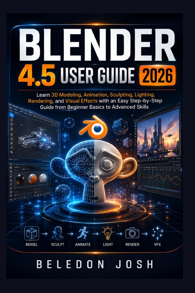 Blender 4.5 User Guide 2026: Learn 3D Modeling, Animation, Sculpting, Lighting, Rendering, and Visual Effects with an Easy Step-by-Step Guide from Beg cover