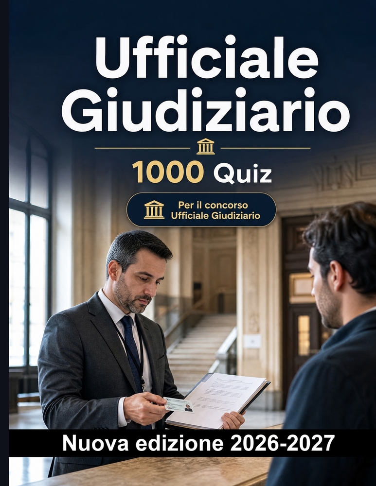 Ufficiale Giudiziario: 1000 Quiz a risposta multipla: Notifiche giudiziarie, esecuzione forzata e pignoramento mobiliare: preparazione completa con so cover