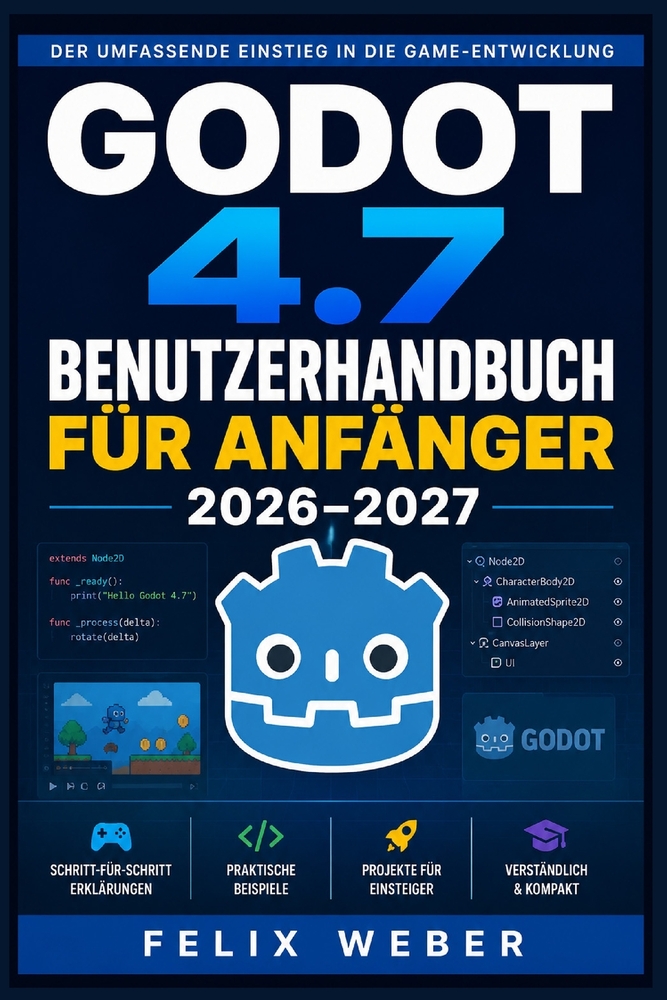 Godot 4.7 Benutzerhandbuch für Anfänger 2026-2027: Spieleentwicklung meistern: GDScript, Szenen, Physik und visuelle Werkzeuge Schritt für Schritt erk cover