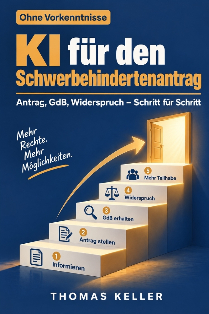 KI für den Schwerbehindertenantrag: Antrag, GdB, Merkzeichen und Widerspruch Schritt für Schritt bewältigen - mit KI als Werkzeug cover