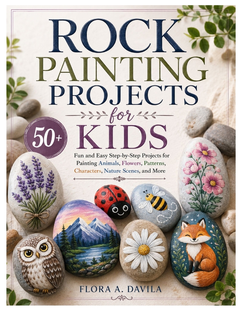 Rock Painting Projects for Kids: 50+ Fun and Easy Step-by-Step Projects for Painting Animals, Flowers, Patterns, Characters, Nature Scenes, and More cover
