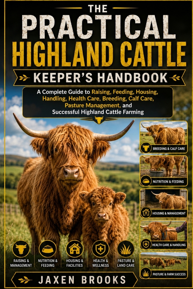 The Practical Highland Cattle Keeper's Handbook: A Complete Guide to Raising, Feeding, Housing, Handling, Health Care, Breeding, Calf Care, Pasture Ma cover