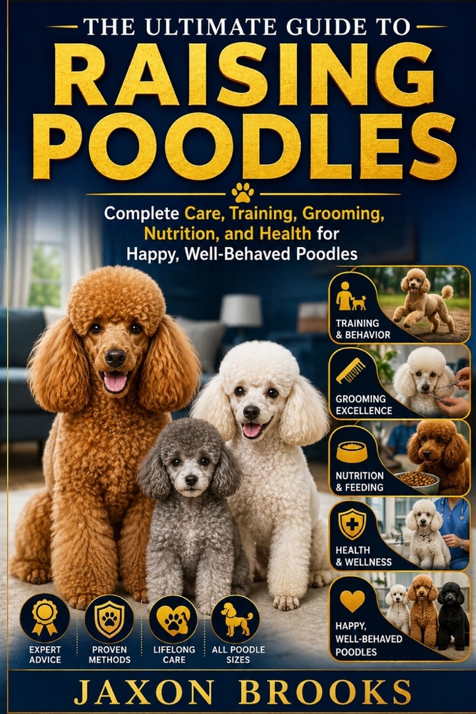 The Ultimate Guide to Raising Poodles: Complete Care, Training, Grooming, Nutrition, and Health for Happy, Well-Behaved Poodles cover