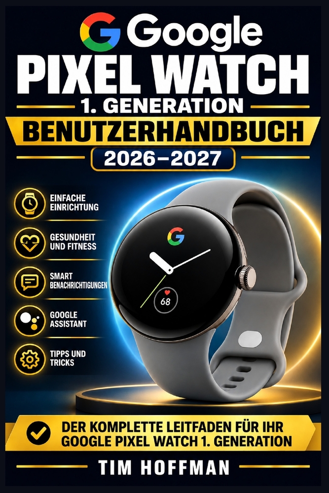 Google Pixel Watch 1. Generation Benutzerhandbuch 2026-2027: Schritt-für-Schritt-Anleitung zur Einrichtung, Gesundheitsüberwachung, Fitness-Tracking, cover
