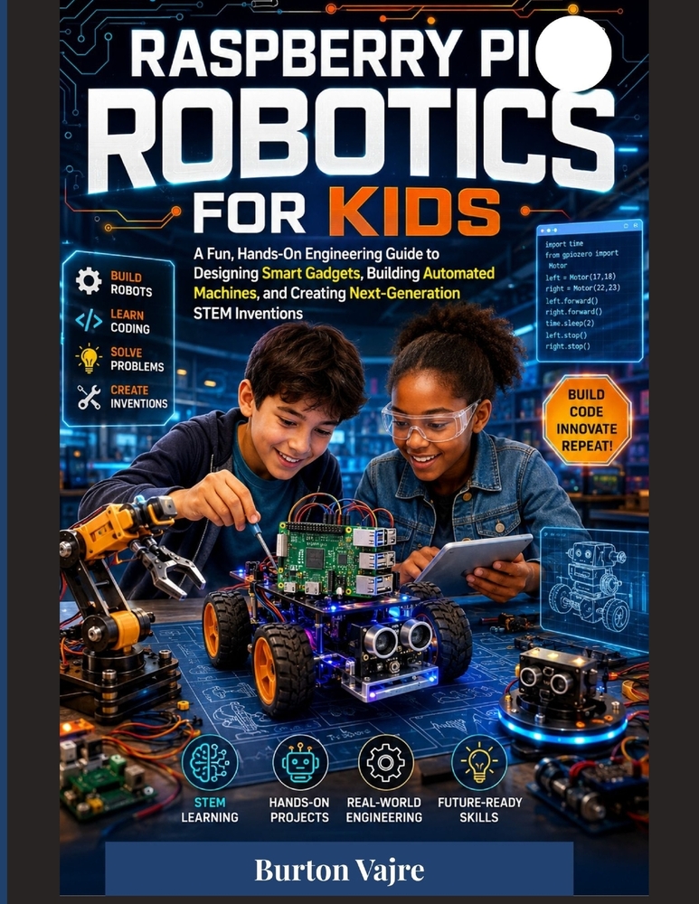 Raspberry Pi Robotics for Kids: A Fun, Hands-On Engineering Guide to Designing Smart Gadgets, Building Automated Machines, and Creating Next-Generatio cover
