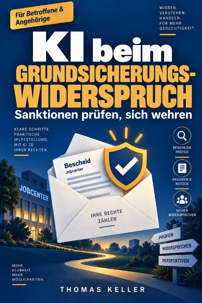 KI beim Grundsicherungs-Widerspruch: Sanktionen und Bürgergeld-Bescheide prüfen, Fristen wahren und mit KI-Hilfe wirksam Widerspruch einlegen cover