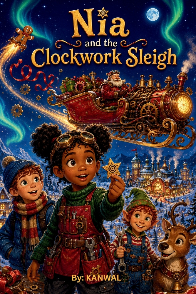 Nia and theClockwork Christmas Sleigh: A Funny STEM Christmas Adventurefor Curious Girls cover