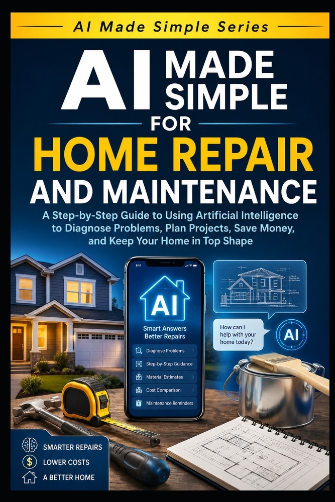AI Made Simple for Home Repair and Maintenance: Step-by-step Guide to Using Artificial Intelligence to Diagnose Problems, Plan Projects, Save Money, a cover
