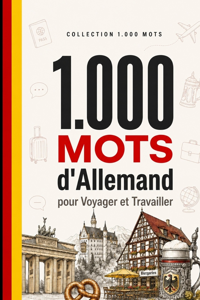 1 000 Mots d'Allemand pour Voyager et Travailler: Le vocabulaire essentiel d'allemand avec prononciation et phrases d'exemple - pour voyageurs et prof cover