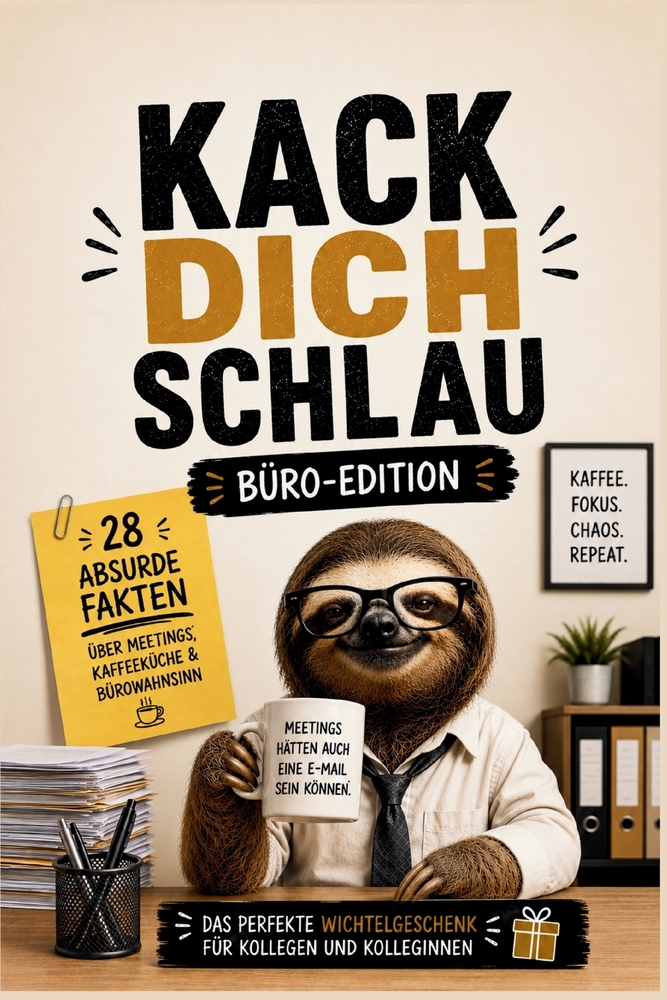 Kack dich schlau - Büro-Edition: 28 absurde Fakten aus dem Büroalltag - Das lustige Geschenk für Kollegen und Kolleginnen, zum Wichteln, Geburtstag od cover