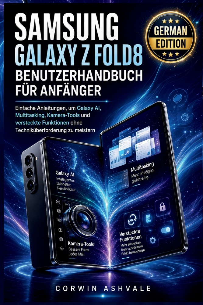 Samsung Galaxy Z Fold8 Benutzerhandbuch für Anfänger: Einfache Anleitungen, um Galaxy AI, Multitasking, Kamera-Tools und versteckte Funktionen ohne Te cover
