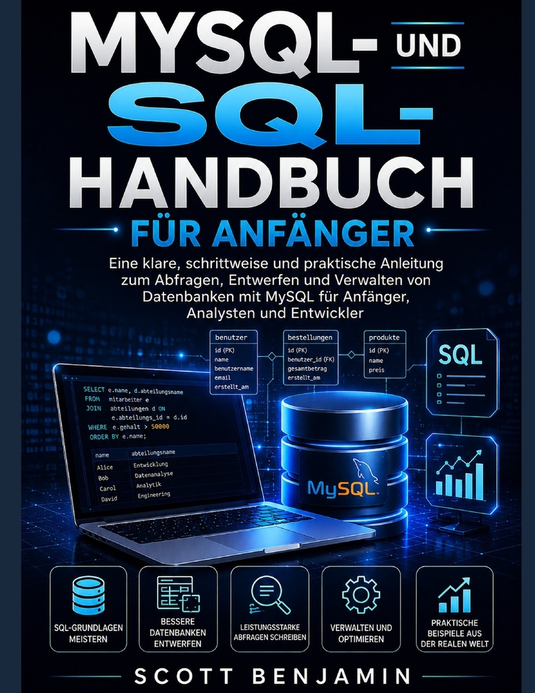 Mysql- Und Sql-Handbuch Für Anfänger: Eine klare, schrittweise und praktische Anleitung zum Abfragen, Entwerfen und Verwalten von Datenbanken mit MySQ cover