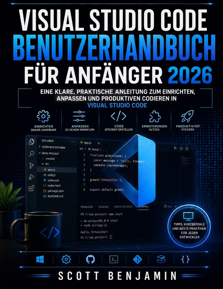 Visual Studio Code Benutzerhandbuch Für Anfänger 2026: Eine klare, praktische Anleitung zum Einrichten, Anpassen und produktiven Codieren in Visual St cover