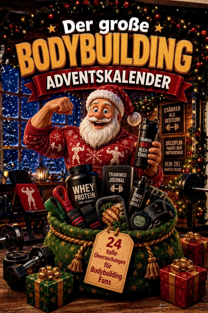 Der große Bodybuilding-Adventskalender: 24 Türchen für alle, die im Dezember trotzdem trainieren: Das große Protein-Adventskalenderbuch cover