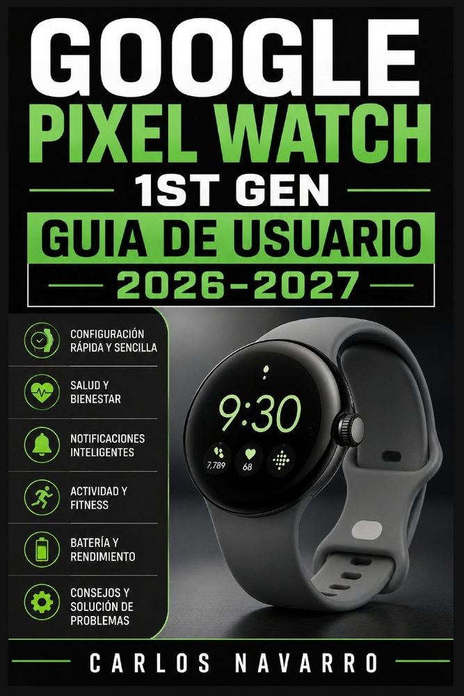 Google Pixel Watch 1st Gen Guia de Usuario 2026-2027: Configuracion Paso a Paso, Funciones de Salud, Wear OS, Aplicaciones y Personalizacion para Prin cover