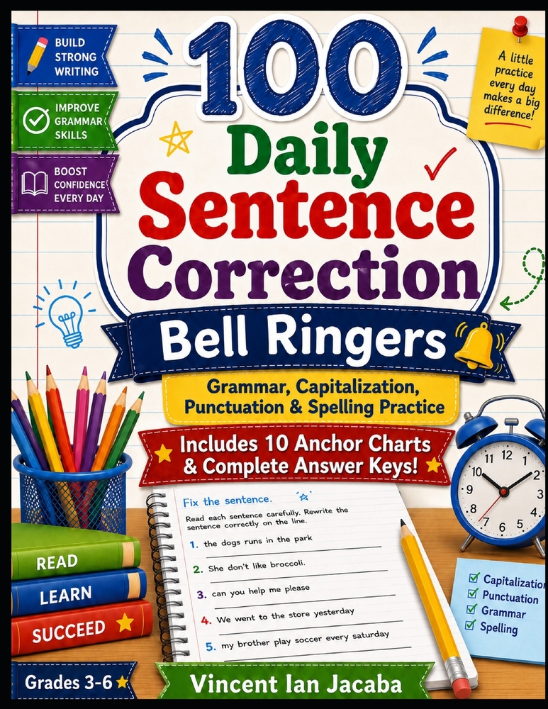 Daily Sentence Correction: Capitalization, Punctuation, Grammar, and Spelling Practice cover