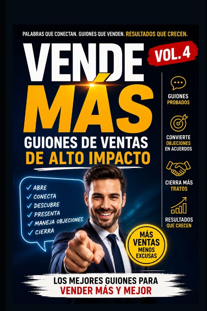 Vende Más vol 4: Guiones de ventas de alto impacto: El manual práctico para saber qué decir, que preguntar y cómo responder en cada etapa de una venta cover