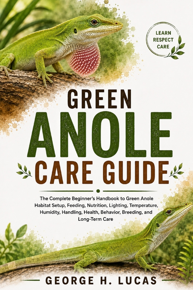 Green Anole Care Guide: The Complete Beginner's Handbook to Green Anole Habitat Setup, Feeding, Nutrition, Lighting, Temperature, Humidity, Handling, cover