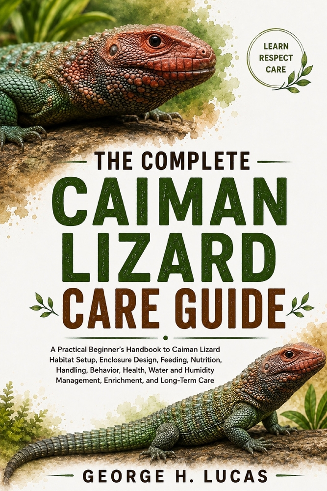 The Complete Caiman Lizard Care Guide: A Practical Beginner's Handbook to Caiman Lizard Habitat Setup, Enclosure Design, Feeding, Nutrition, Handling, cover