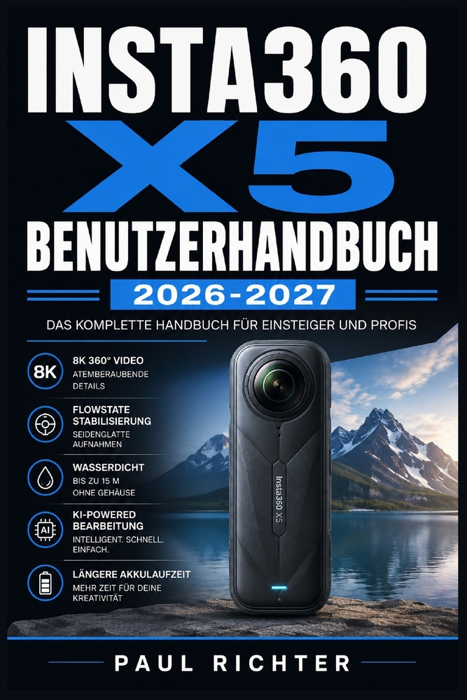Insta360 X5 Benutzerhandbuch 2026-2027: Einrichtung, Aufnahmemodi und Praxis-Tipps für Einsteiger und Fortgeschrittene cover