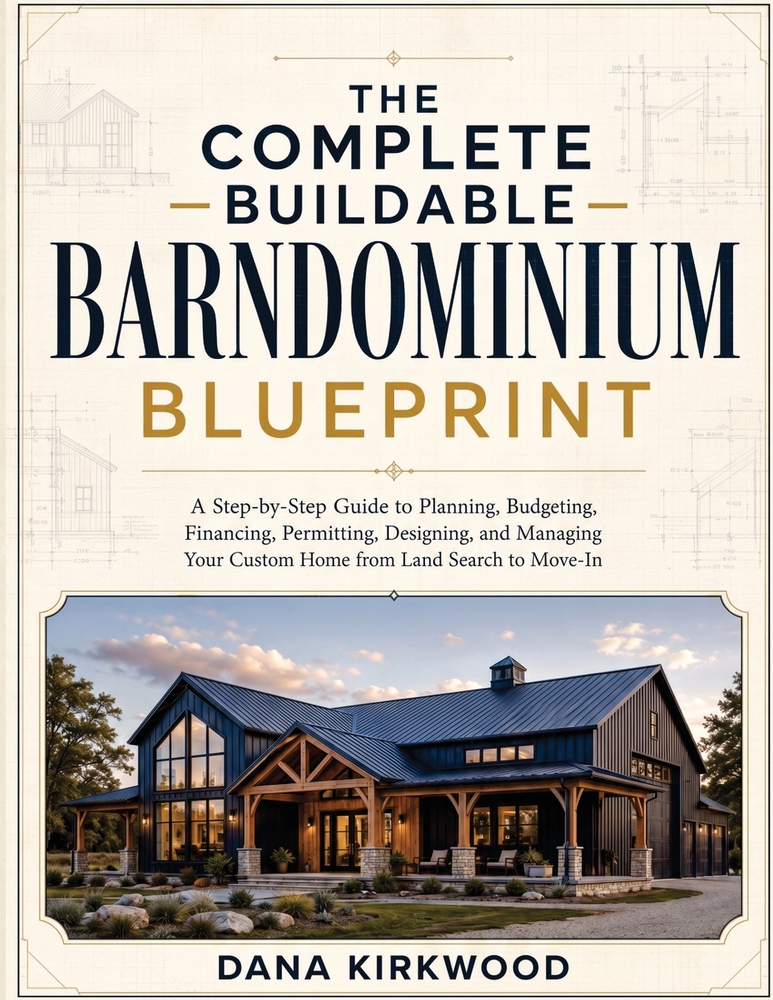 The Complete Buildable Barndominium Blueprint: A Step-by-Step Guide to Planning, Budgeting, Financing, Permitting, Designing, and Managing Your Custom cover