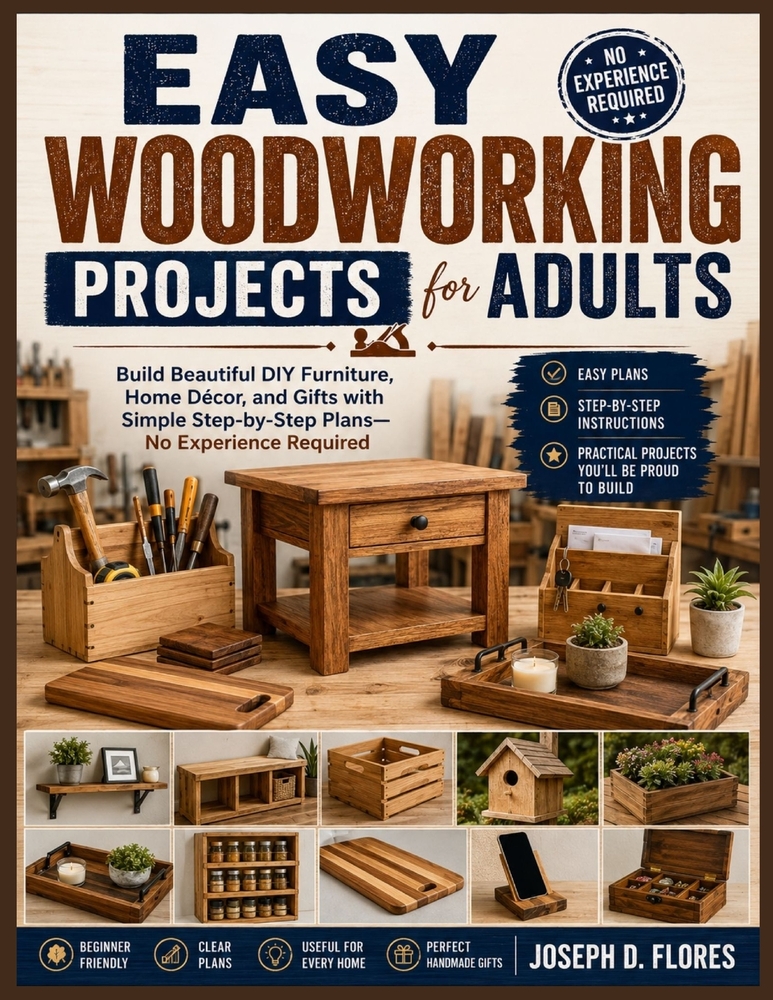 Easy Woodworking Projects for Adults: Build Beautiful DIY Furniture, Home Décor, and Gifts with Simple Step-by-Step Plans-No Experience Required cover