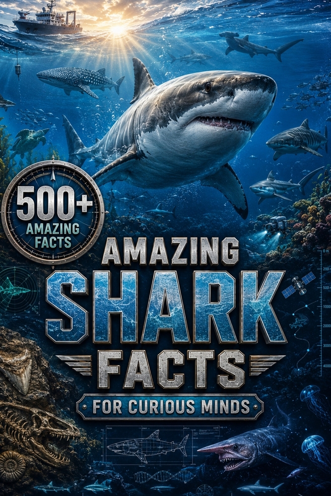 Amazing Shark Facts for Curious Minds: 500+ Fascinating Facts About Shark Species, Behavior, Biology, Evolution & the Ocean cover