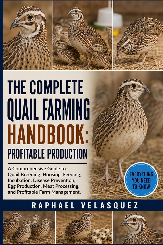 The Complete Quail Farming Handbook: PROFITABLE PRODUCTION: A Comprehensive Guide to Quail Breeding, Housing, Feeding, Incubation, Disease Prevention, cover