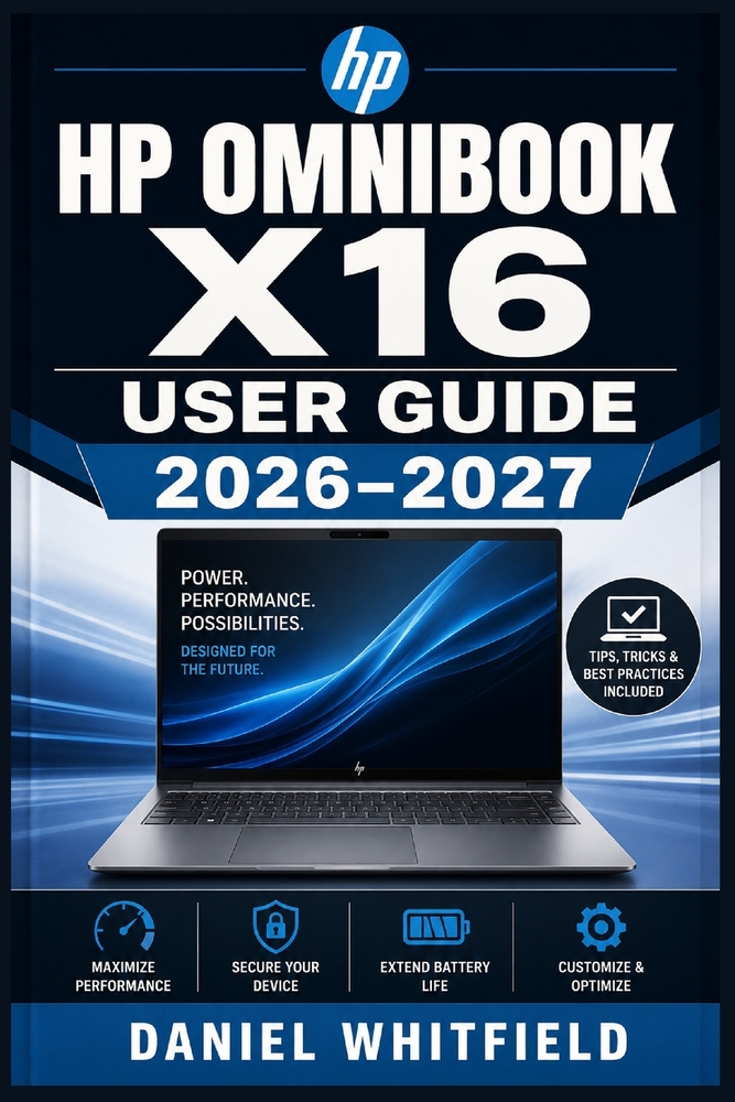 HP Omnibook X16 User Guide 2026-2027: The Step-by-Step Reference for Every Port, Button, Connection, Copilot+ Tool, Battery Setting, Security Configur cover