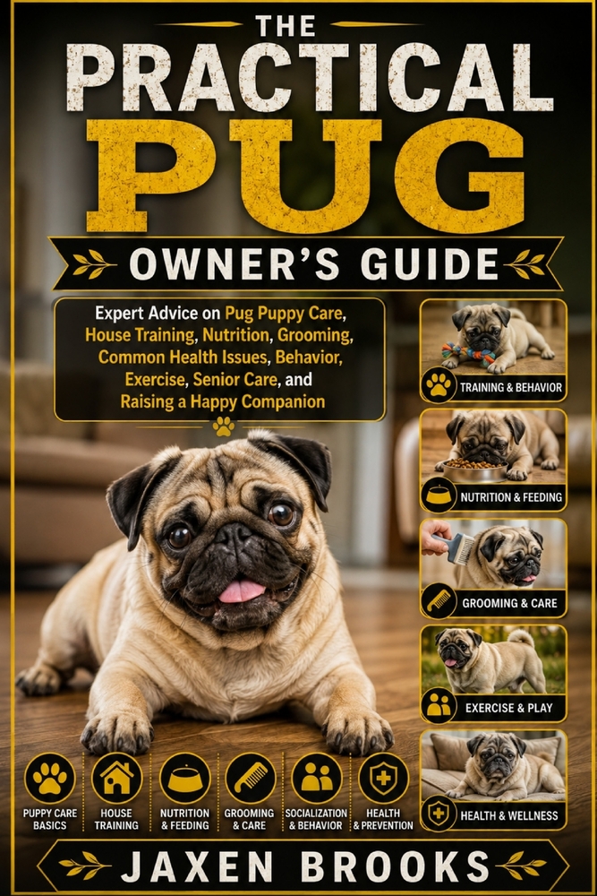 The Practical Pug Owner's Guide: Expert Advice on Pug Puppy Care, House Training, Nutrition, Grooming, Common Health Issues, Behavior, Exercise, Senio cover