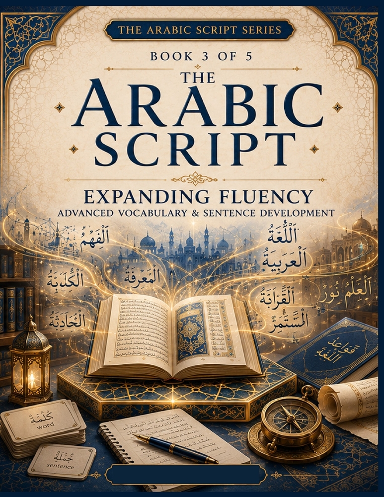 The Arabic Script: Book 3 - Expanding Fluency: Advanced Vocabulary, Sentence Development, Reading Comprehension, Writing Practice, Grammar, Dialogues cover