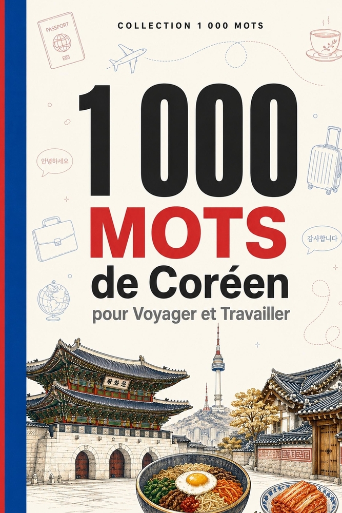 1 000 Mots de Coréen pour Voyager et Travailler: Le vocabulaire essentiel de coréen avec Hangul, prononciation et phrases d'exemple - pour voyageurs e cover