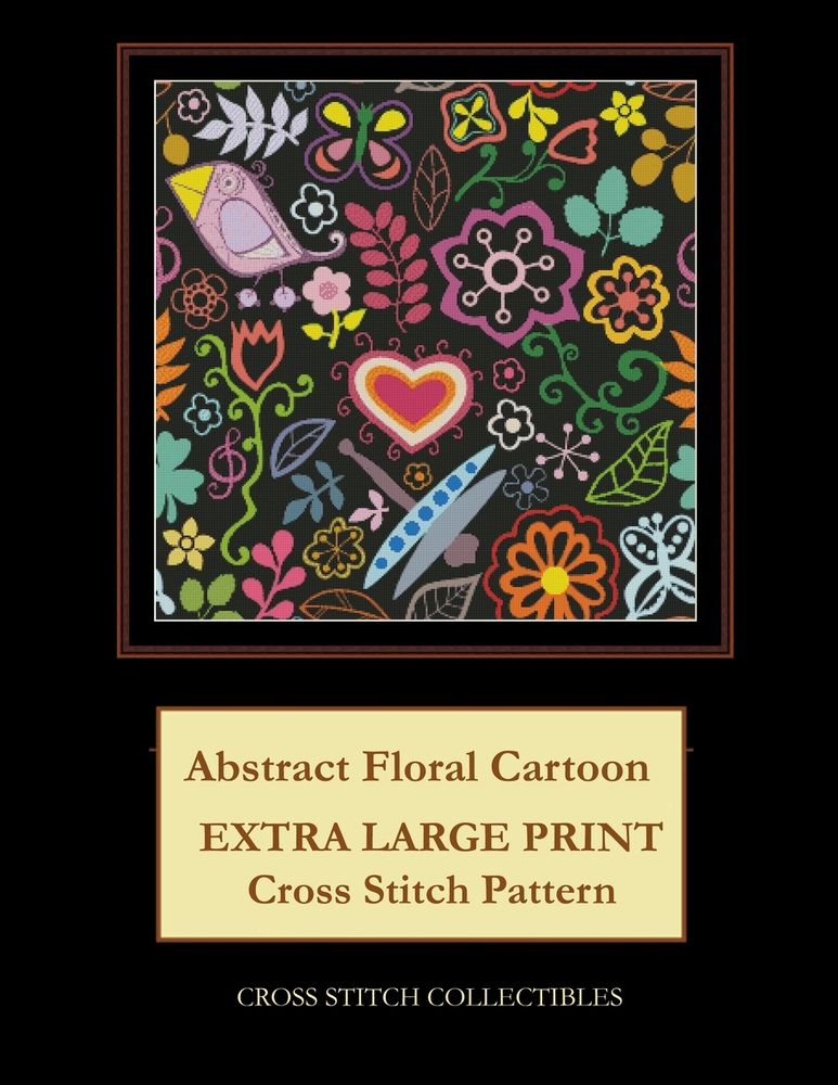 Abstract Floral Cartoon: Extra Large Print Cross Stitch Pattern cover