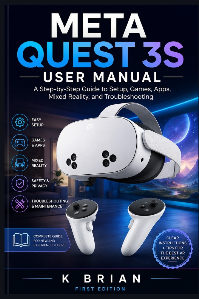 Meta Quest 3s User Manual: A Step-by-Step Guide to Setup, Games, Apps, Mixed Reality, and Troubleshooting cover