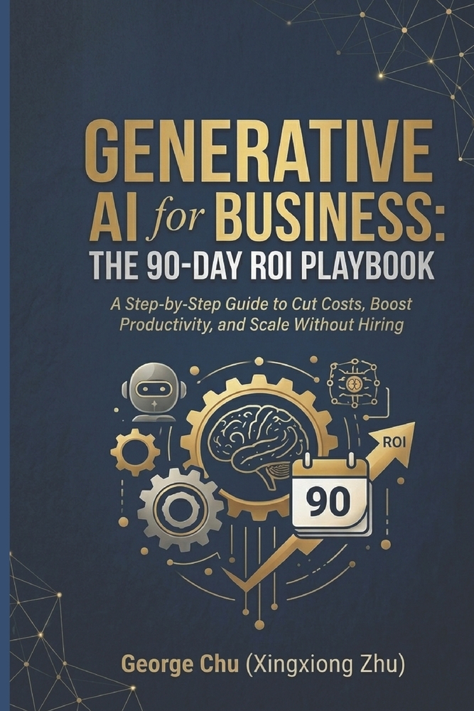 Generative AI for Business: The 90-Day ROI Playbook: A Step-by-Step Guide to Cut Costs, Boost Productivity, and Scale Without Hiring cover