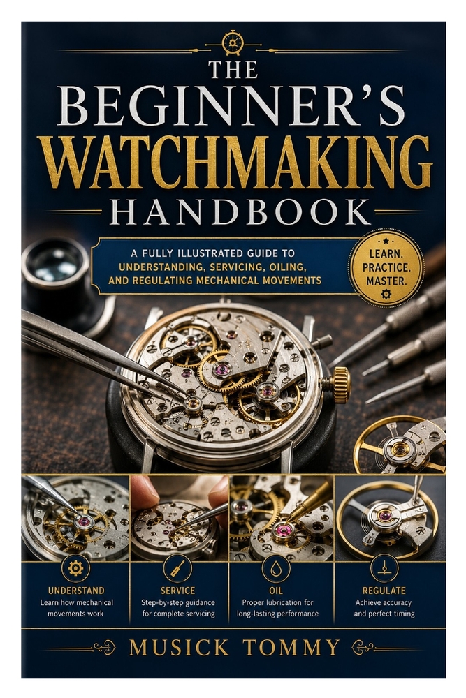 The Beginner's Watchmaking Handbook: A Fully Illustrated Guide to Understanding, Servicing, Oiling, and Regulating Mechanical Movements cover