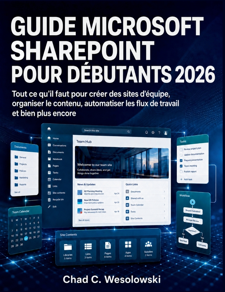 Guide Microsoft Sharepoint Pour Débutants 2026: Tout ce qu'il faut pour créer des sites d'équipe, organiser le contenu, automatiser les flux de travai cover