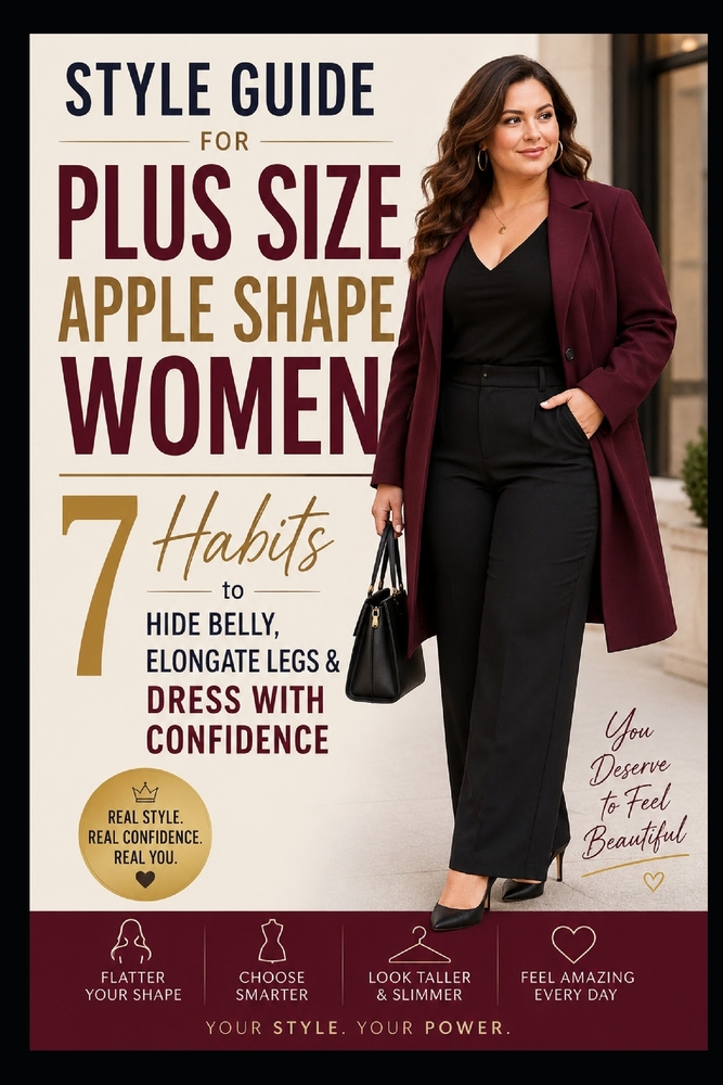Style Guide for Plus Size Apple Shape Women: 7 Habits to Hide Belly, Elongate Legs & Dress with Confidence cover