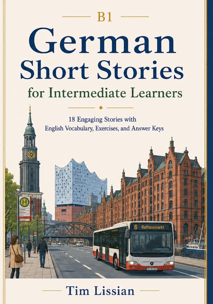 B1 German Short Stories for Intermediate Learners: 18 Engaging Stories with English Vocabulary, Exercises, and Answer Keys cover
