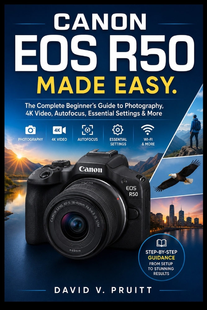 Canon EOS R50 Made Easy: The Complete Beginner's Guide to Photography, 4K Video, Autofocus, Essential Settings & More cover