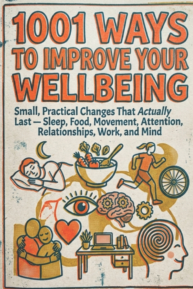 1001 Ways to Improve Your Wellbeing: Small, Practical Changes That Actually Last - Sleep, Food, Movement, Attention, Relationships, Work, and Mind cover