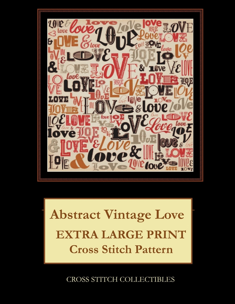 Abstract Vintage Love: Extra Large Print Cross Stitch Pattern cover