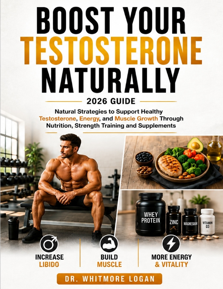 Boost Your Testosterone Naturally (2026 Guide): Natural Strategies to Support Healthy Testosterone, Energy, and Muscle Growth Through Nutrition, Stren cover