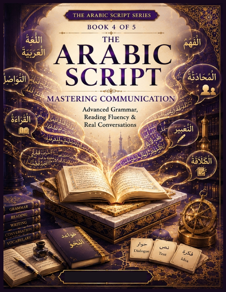 The Arabic Script - Book 4: Mastering Communication: Advanced Grammar, Reading Fluency & Real Conversations for Intermediate to Advanced Arabic Learne cover
