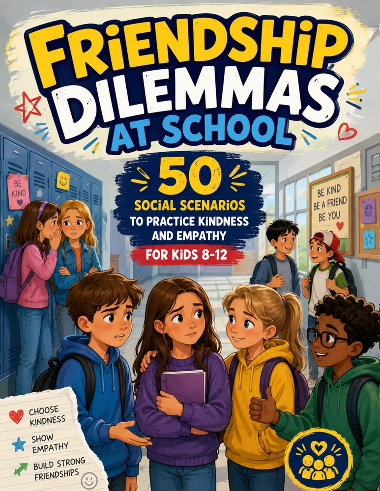Friendship Dilemmas at School: 50 Social Scenarios to Practice Kindness and Empathy for Kids 8-12 cover
