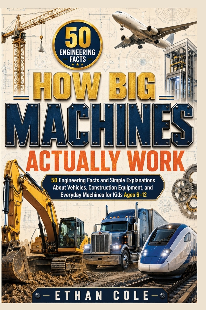How Big Machines Actually Work: 50 Engineering Facts and Simple Explanations About Vehicles, Construction Equipment, and Everyday Machines for Kids Ag cover