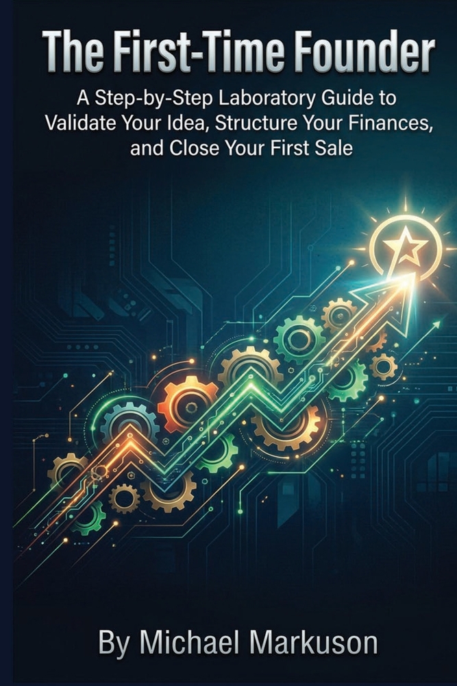 The First-Time Founder: A Step-by-Step Laboratory Guide to Validate Your Idea, Structure Your Finances, and Close Your First Sale cover