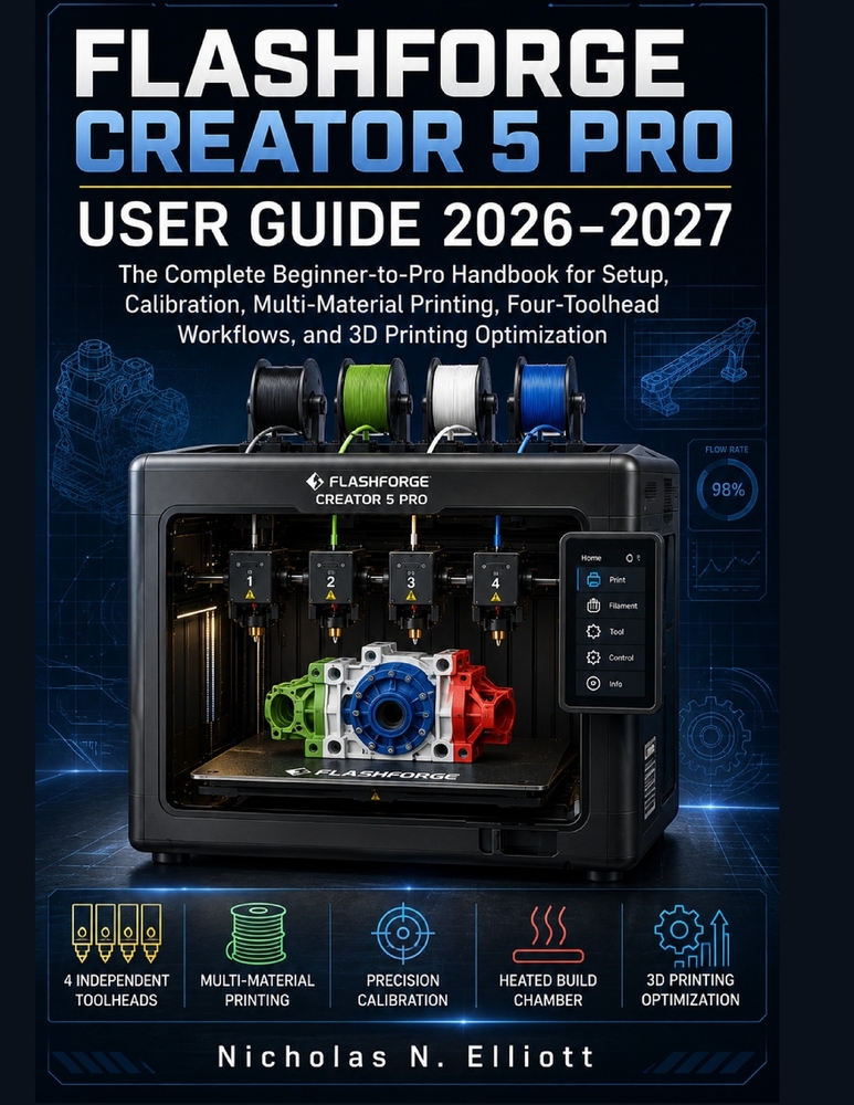 Flashforge Creator 5 Pro User Guide 2026-2027: The Complete Beginner-to-Pro Handbook for Setup, Calibration, Multi-Material Printing, Four-Toolhead Wo cover
