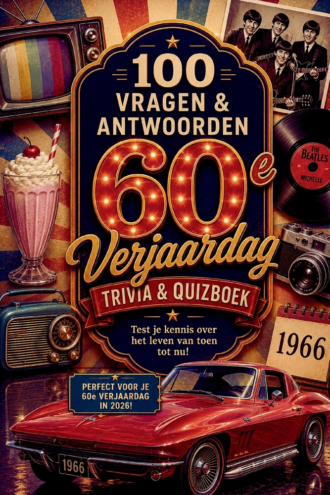 60e Verjaardag Trivia - 100 Vragen & Antwoorden: Nostalgisch quizboek voor iedereen geboren in 1966 - van muziek, televisie tot sport, films, nieuws, cover